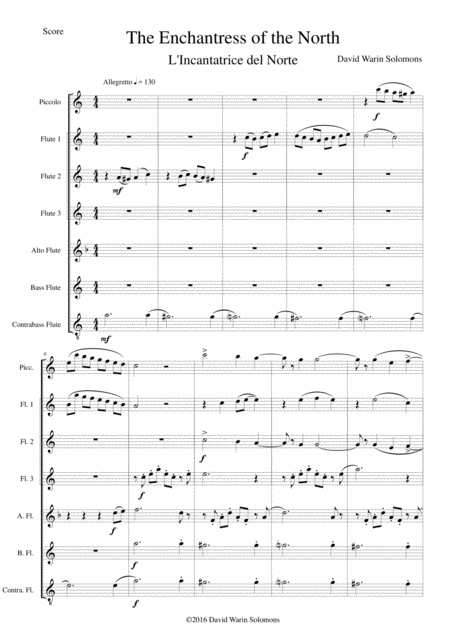 The Enchantress Of The North Incantatrice Del Norte For Flute Choir Piccolo 3 Flutes Alto Bass And Contrabass Flutes Sheet Music