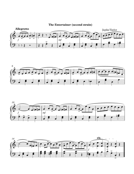 Free Sheet Music The Entertainer 2nd Strain