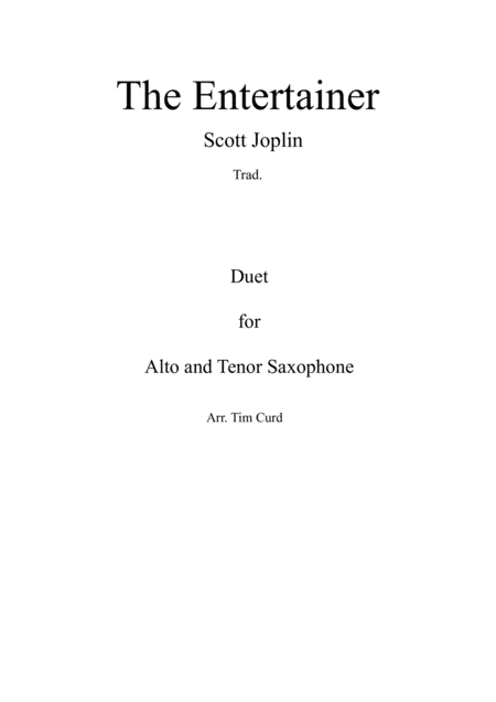 Free Sheet Music The Entertainer Duet For Alto And Tenor Saxophone