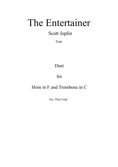 Free Sheet Music The Entertainer Duet Horn In F And Trombone In C