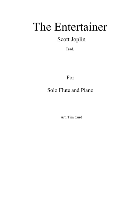 The Entertainer For Solo Flute And Piano Sheet Music