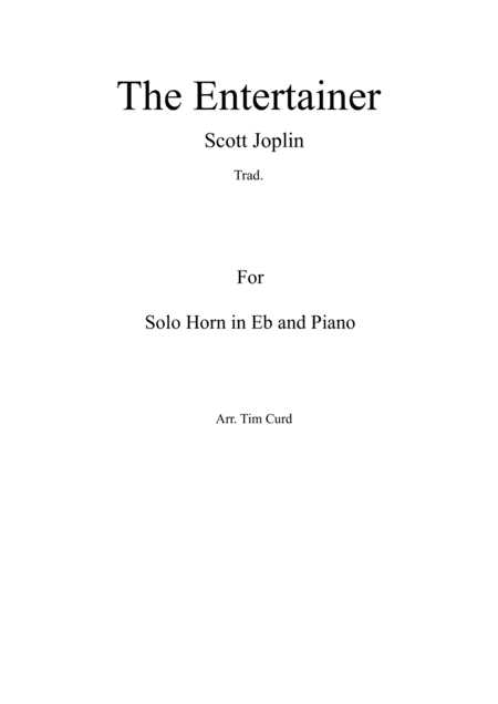 The Entertainer For Solo Horn In Eb And Piano Sheet Music