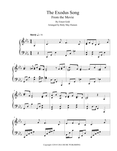 Free Sheet Music The Exodus Song From The Exodus