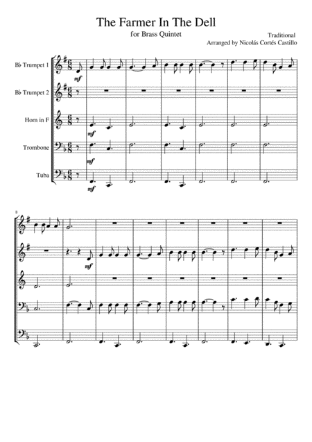 The Farmer In The Dell Brass Quintet Sheet Music