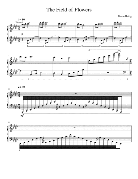 Free Sheet Music The Field Of Flowers