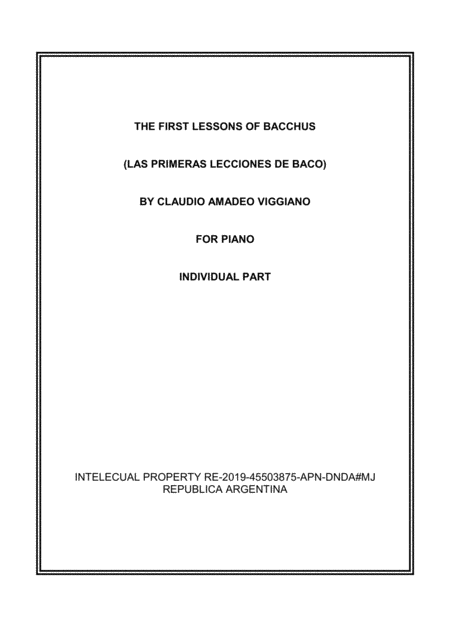 The First Lessons Of Bacchus Las Primeras Lecciones De Baco Sheet Music