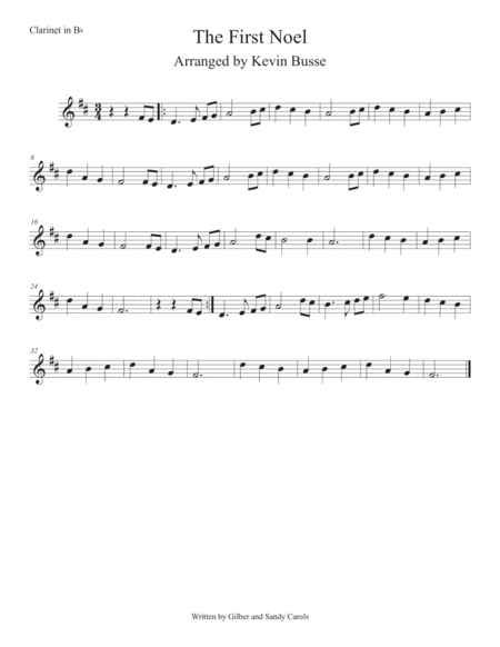 The First Noel Easy Key Of C Clarinet Sheet Music