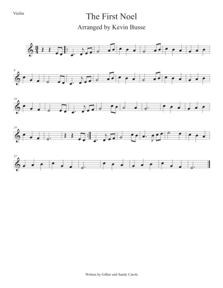 Free Sheet Music The First Noel Easy Key Of C Violin