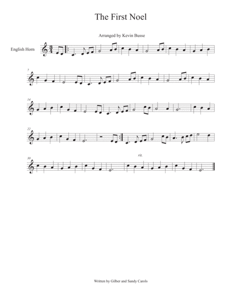 Free Sheet Music The First Noel English Horn