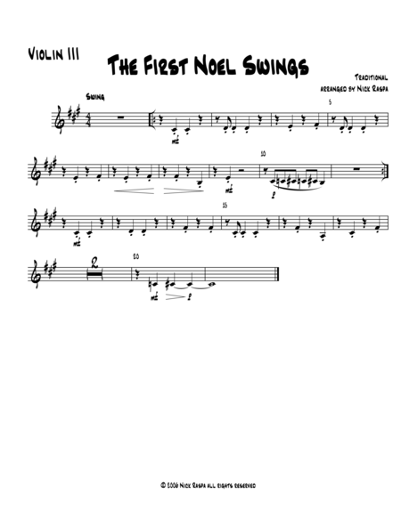 Free Sheet Music The First Noel Swings Violin 3 Part Optional