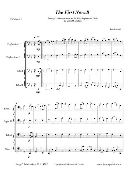 Free Sheet Music The First Noel Tuba Christmas Edition