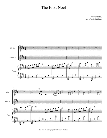 The First Noel Violin Duet Sheet Music