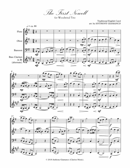 The First Nowell Woodwind Trio 2018 Holiday Contest Entry Sheet Music