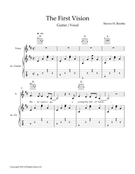 Free Sheet Music The First Vision Tab