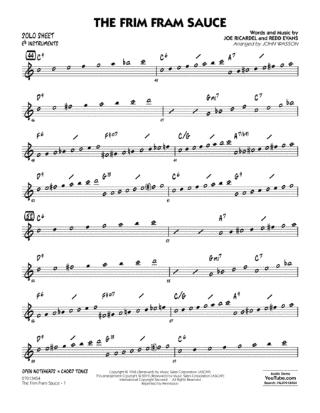 Free Sheet Music The Frim Fram Sauce Arr John Wasson Eb Solo Sheet