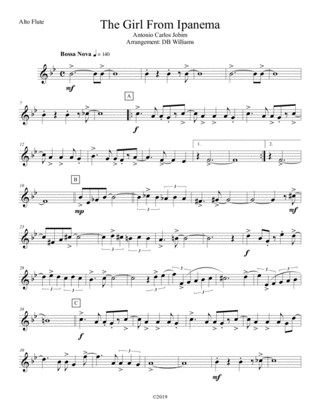 The Girl From Ipanema Alto Flute Sheet Music