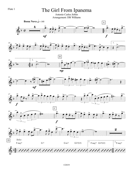 The Girl From Ipanema Flute 1 Sheet Music