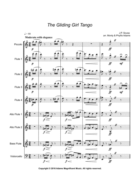 Free Sheet Music The Gliding Girl Tango By J P Sousa Arranged For Flute Choir