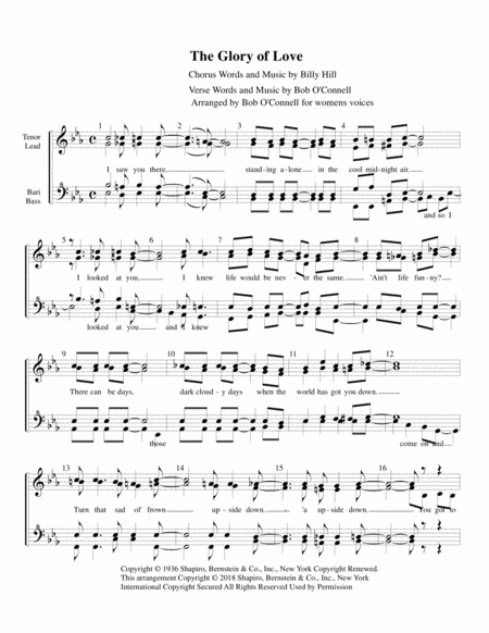 Free Sheet Music The Glory Of Love Womens Voices