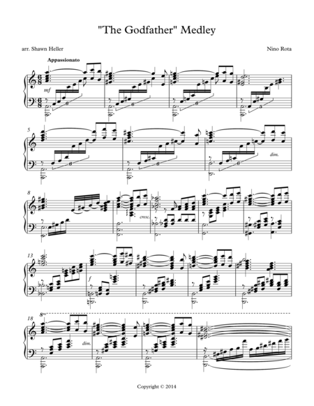 Free Sheet Music The Godfather Medley For Piano Solo