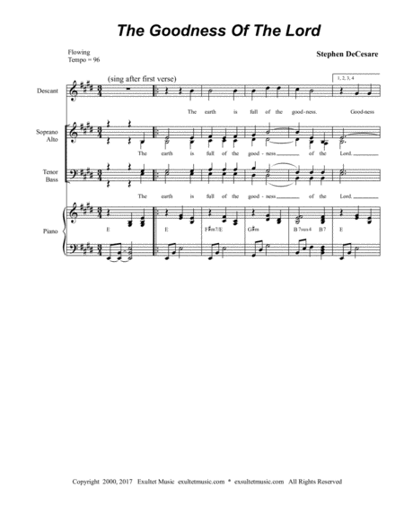 The Goodness Of The Lord Sheet Music