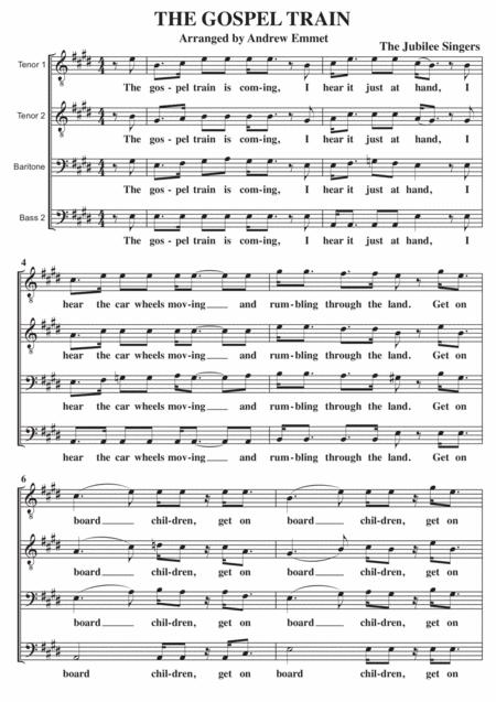 Free Sheet Music The Gospel Train A Cappella Ttbb