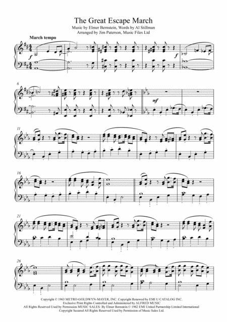 The Great Escape March For Piano Sheet Music