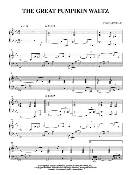 The Great Pumpkin Waltz From Peanuts Cartoons For Intermediate Piano Sheet Music