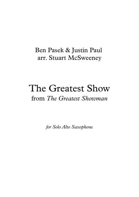 The Greatest Show Alto Sax Solo Sheet Music