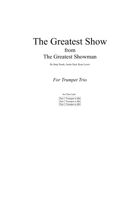 Free Sheet Music The Greatest Show For Trumpet Trio