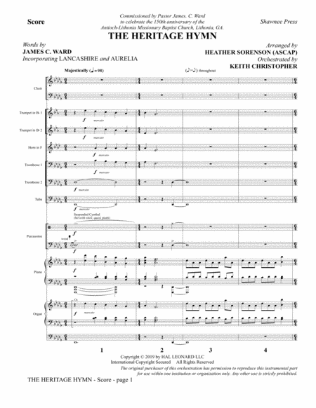 Free Sheet Music The Heritage Hymn Arr Heather Sorenson Full Score