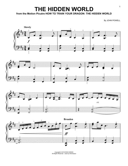 The Hidden World From How To Train Your Dragon The Hidden World Sheet Music