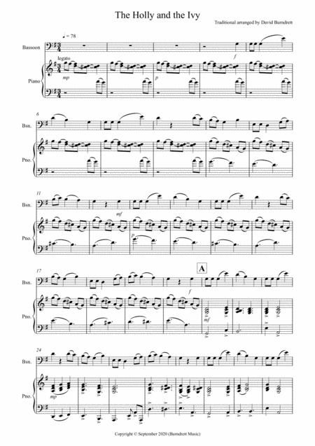 The Holly And The Ivy For Bassoon And Piano Sheet Music