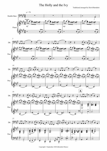 Free Sheet Music The Holly And The Ivy For Double Bass And Piano