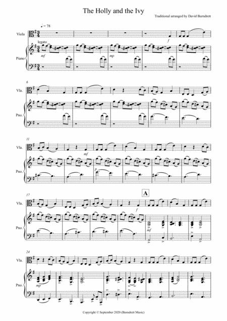 Free Sheet Music The Holly And The Ivy For Viola And Piano