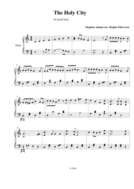 Free Sheet Music The Holy City Pedal Harp Solo