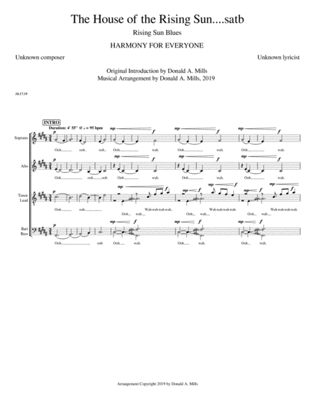 The House Of The Rising Sun Satb Sheet Music