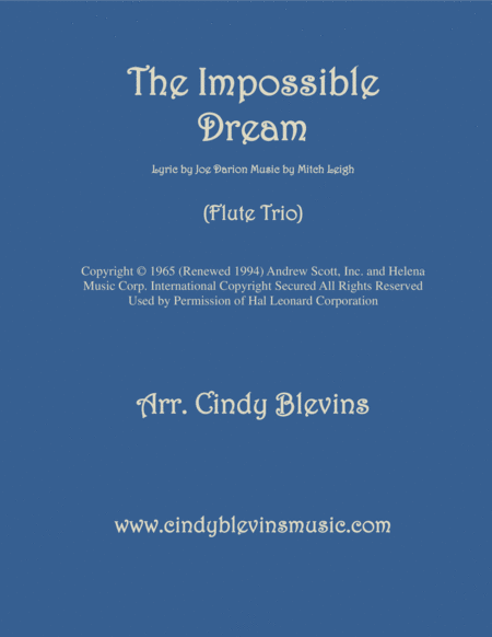 The Impossible Dream Arranged For Flute Trio Sheet Music