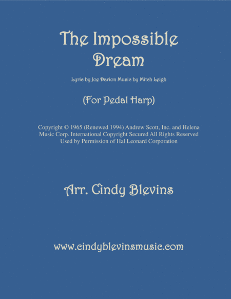 The Impossible Dream Arranged For Pedal Harp Sheet Music