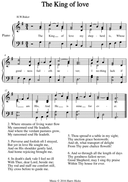 The King Of Love A New Tune To A Wonderful Old Hymn Sheet Music