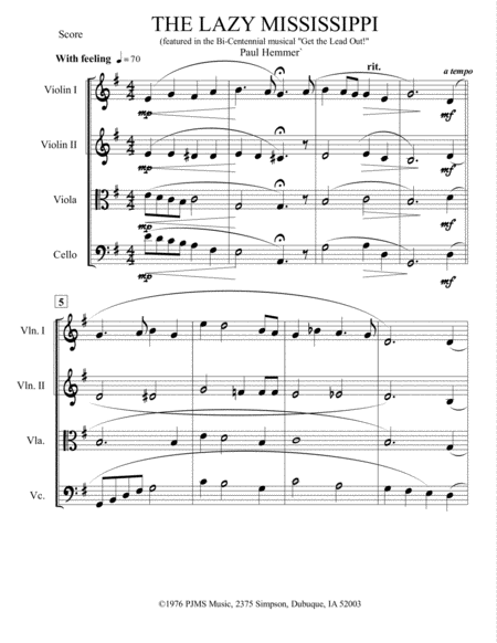 The Lazy Mississippi String Quartet Sheet Music