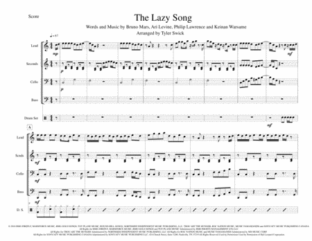 Free Sheet Music The Lazy Song For Steel Band
