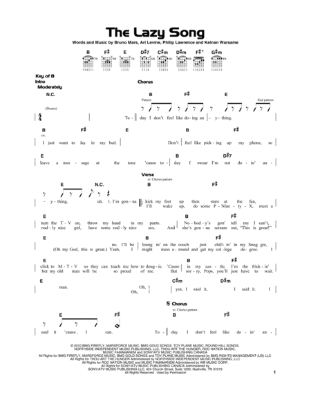 The Lazy Song Sheet Music