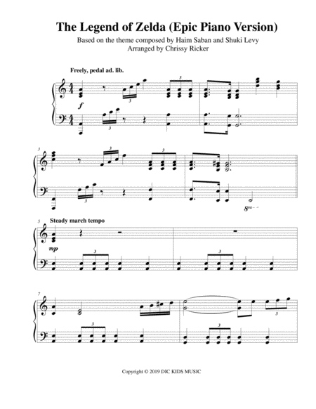 The Legend Of Zelda Epic Version For Advanced Piano Sheet Music