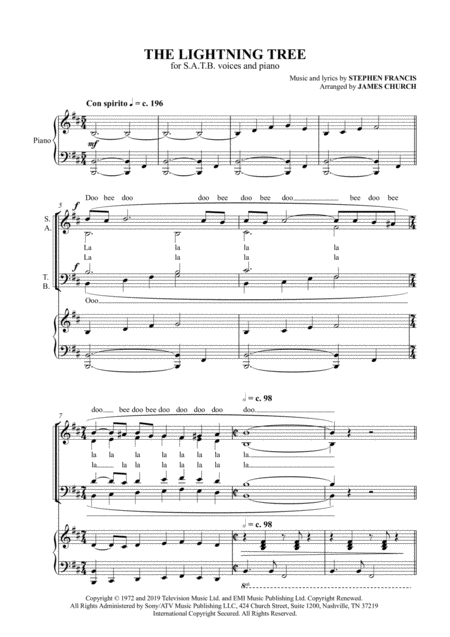 Free Sheet Music The Lightning Tree Satb Choir