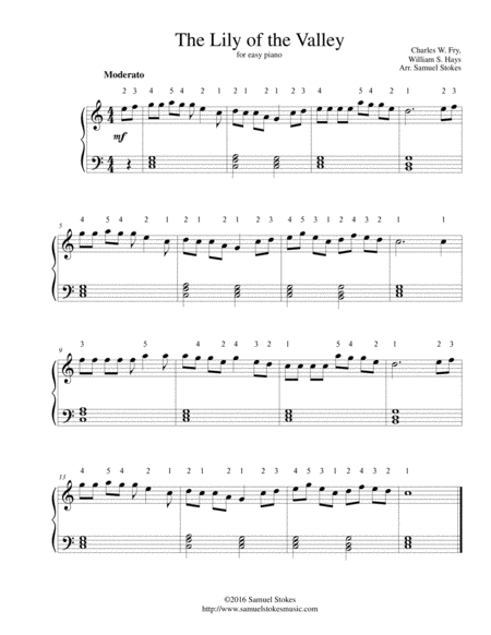 The Lily Of The Valley For Easy Piano Sheet Music