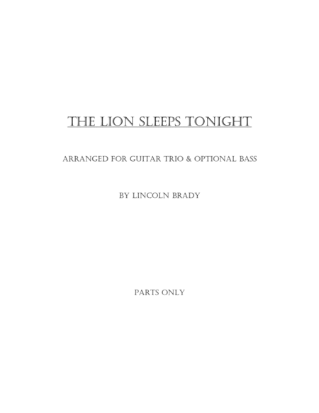 Free Sheet Music The Lion Sleeps Tonight Guitar Ensemble Parts Only