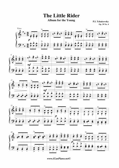 Free Sheet Music The Little Rider Album Of The Young Op 39 No 04 Icanpiano Style