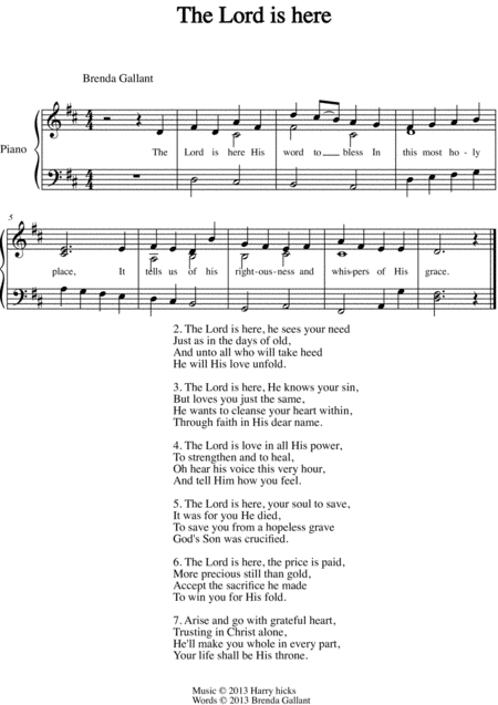 The Lord Is Here A Brand New Hymn Sheet Music