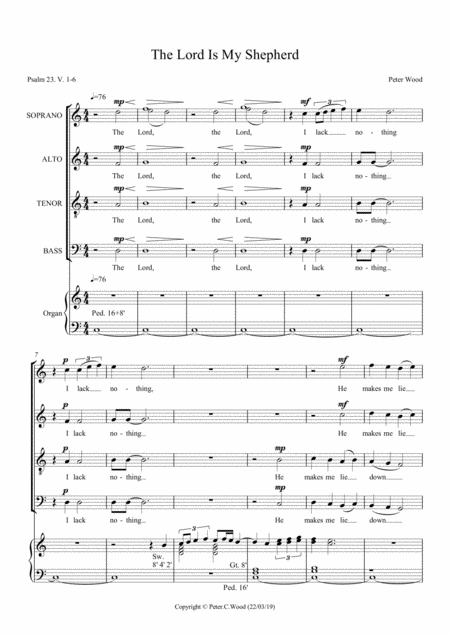 Free Sheet Music The Lord Is My Shepherd Satb